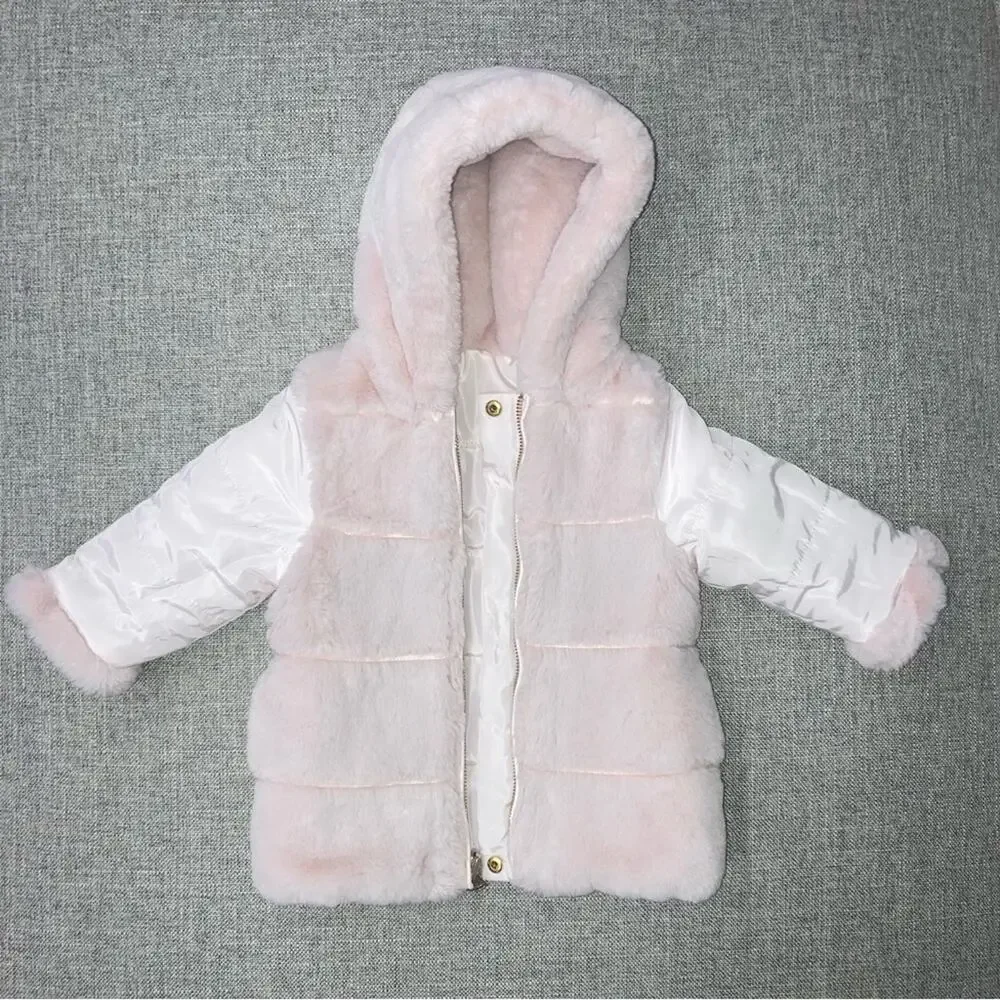 Tartine et Chocolat 18m reversible faux fur coat VGUC light mark on one elbow